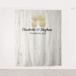 Tapete De Parede Casal Dourado de abacaxi com foto de casamento Boo