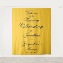 Tapete De Parede Casamento Amarelo Ensolarado Elegante Rótulo Preto