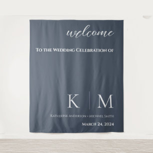 Tapete De Parede Casamento Azul e Branco-