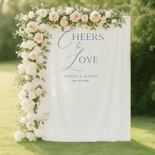 Tapete De Parede Casamento Azul Empoeirado “Brindemos ao Amor”