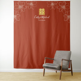 Tapete De Parede Casamento chinês floral moderno vermelho Boho