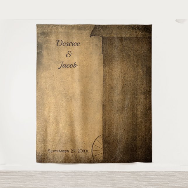 Tapete De Parede Casamento com Cabine de Fotos Ocidental de Celeiro (Frente)