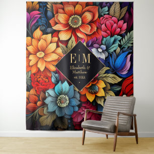 Tapete De Parede Casamento com Festa Floral Personalizada em Aquare