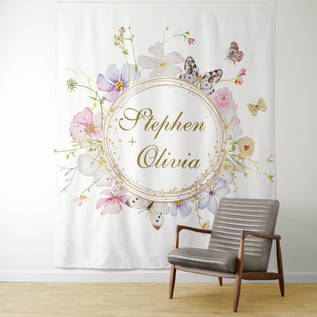 Tapete De Parede Casamento de Coroa de Flores Silvestres Moderna (In Situ)