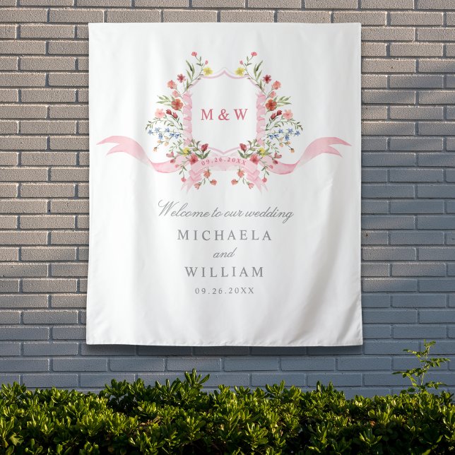 Tapete De Parede Casamento de Crest com Regência Botânica de Cores  (Criador carregado)