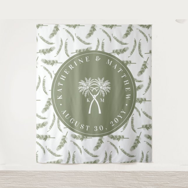 Tapete De Parede Casamento de Destino Tropical de Palmeiras (Frente)