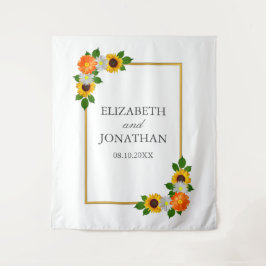 Tapete De Parede Casamento de Frame Dourado Floral