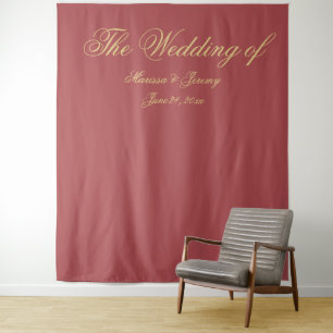 Tapete De Parede Casamento de Monograma do Dourado Script Terracott