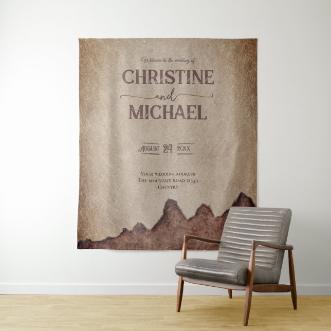 Tapete De Parede Casamento de montanhas castanhas com papel rústico (In Situ)