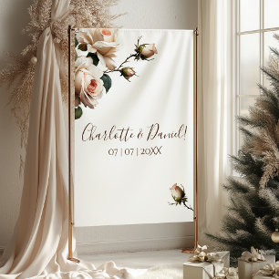 Tapete De Parede Casamento de Rosa de Óleo de Blush Beige