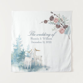 Tapete De Parede Casamento em Aquarela Floral e Folhagem de Inverno