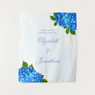 Tapete De Parede Casamento Floral de Hortênsia Azul