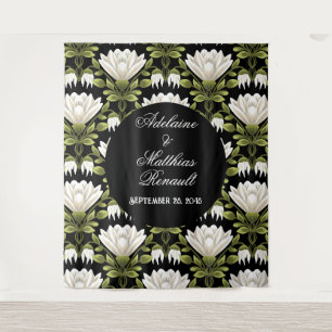 Tapete De Parede Casamento Floral Elegante Preto e Branco: Caligraf