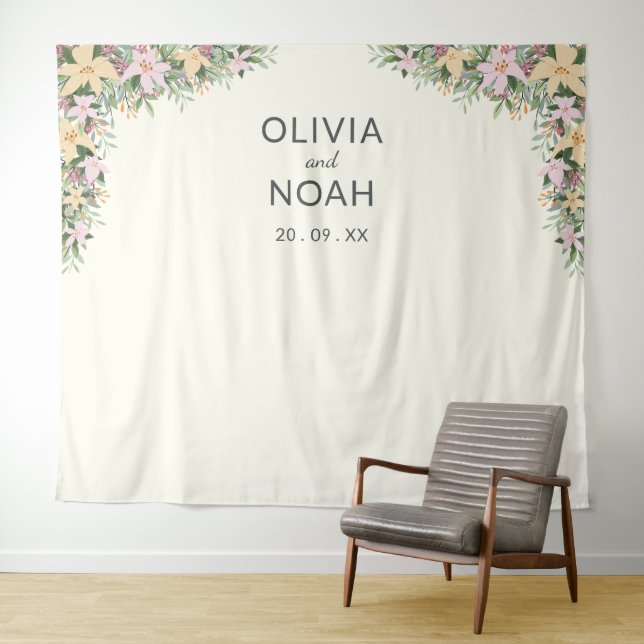 Tapete De Parede Casamento floral romântico (In Situ (Horizontal))