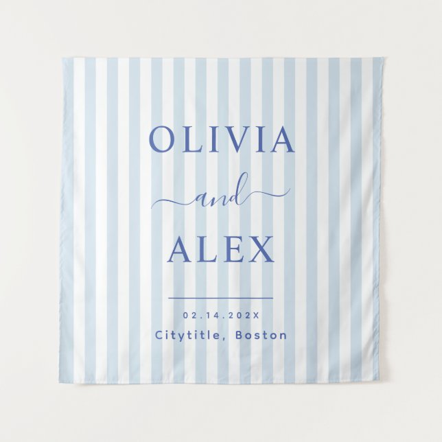 Tapete De Parede Casamento Francês Azul Minimalista e Chic Personal (Frente)