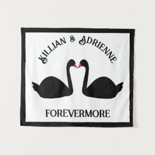 Tapete De Parede Casamento Gótico Beija Cisnes Pretos Personalizado