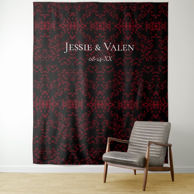 Tapete De Parede Casamento Gótico com Redemoinho Vermelho e Preto (In Situ)