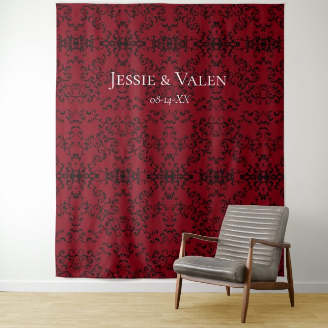 Tapete De Parede Casamento Gótico com Redemoinho Vermelho e Preto (In Situ)