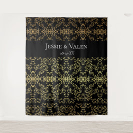 Tapete De Parede Casamento Gótico Elegante Preto Dourado com Redemo