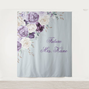 Tapete De Parede Casamento Moderno Floral Roxo e Verde
