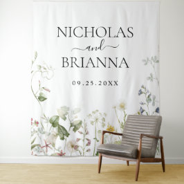 Tapete De Parede Casamento no Jardim Floral Boho de Flores Silvestr