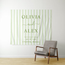 Casamento Personalizado Verde Listrado Retro