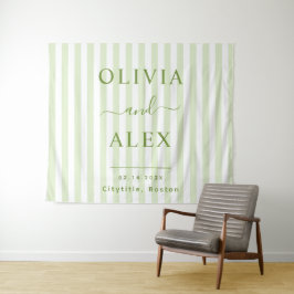 Tapete De Parede Casamento Personalizado Verde Listrado Retro