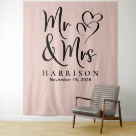 Tapete De Parede Casamento Rosa Bege Sr e Sra