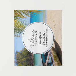 Tapete De Parede Casamento Tropical na Praia Bem-vindo