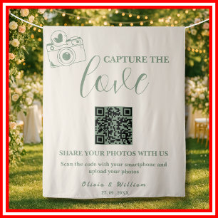 Tapete De Parede Casamento Verde Sage   Capture O Amor Código QR