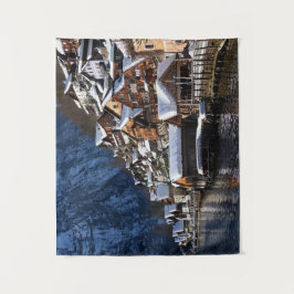 Tapete De Parede Casas de madeira ao largo de Hallstatt, Áustria