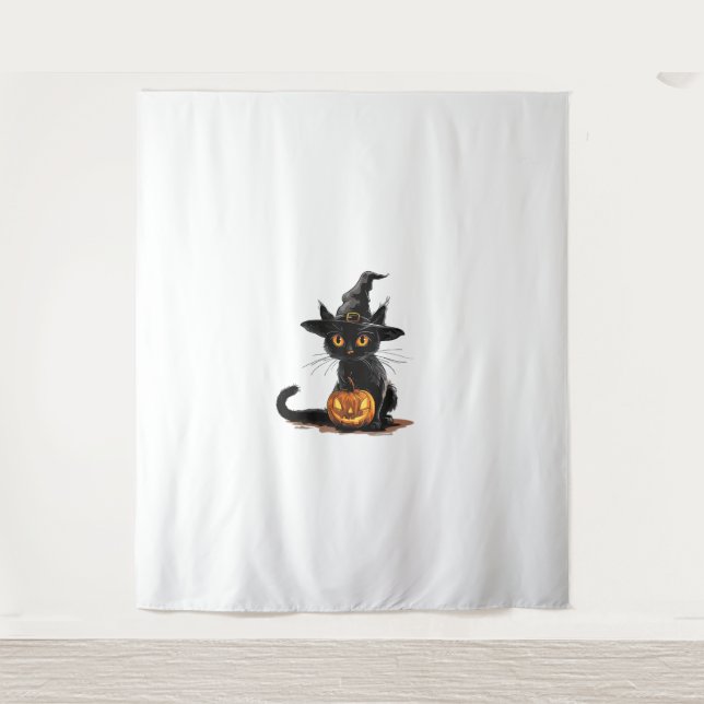 Tapete De Parede Cat Pumpkin Halloween (Frente)