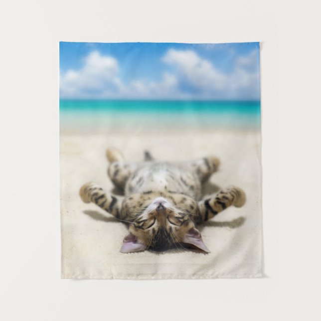 Tapete De Parede Cat Sunbelt na praia (Frente)