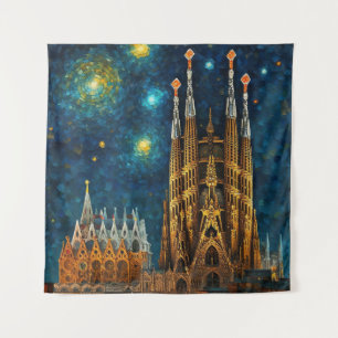Tapete De Parede Catalan Starry Night   Gaudí encontra Van Gogh