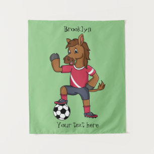 Tapete De Parede Cavalo engraçado bonito jogando cartoon de futebo