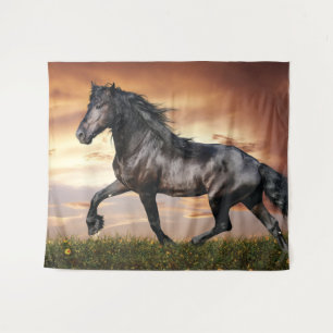 Tapete De Parede Cavalo Preto Lindo