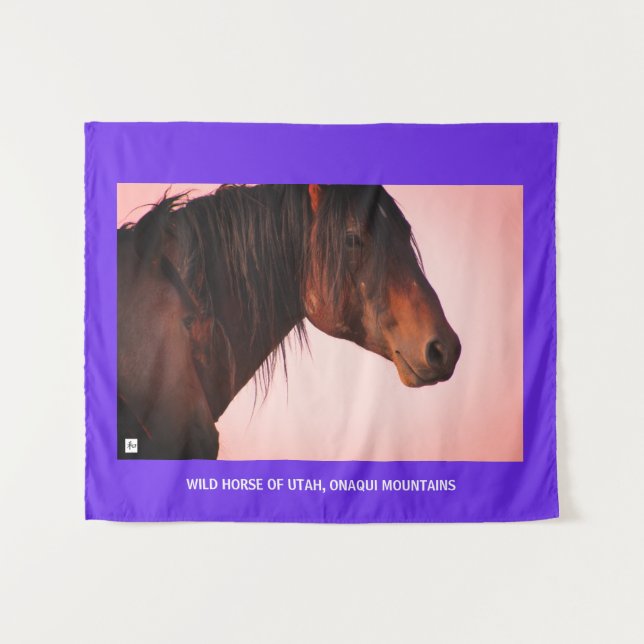TAPETE DE PAREDE CAVALO SELVAGEM DE UTAH, MONTANHAS ONAQUI (Frente (Horizontal))