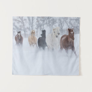 Tapete De Parede Cavalos Correndo Através da Neve