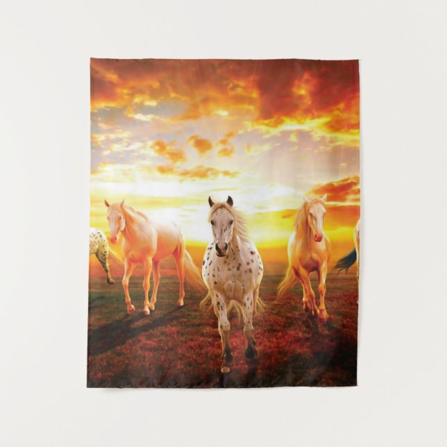 Tapete De Parede Cavalos no travesseiro decorativo solar (Frente)