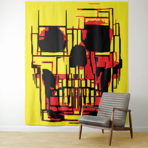 Tapete De Parede Caveira abstrato em Cores Vibrantes