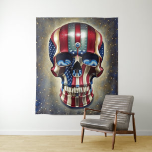 Tapete De Parede Caveira da Bandeira Americana