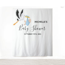 Cegonha de chuveiro de bebê menino branco fundo pa