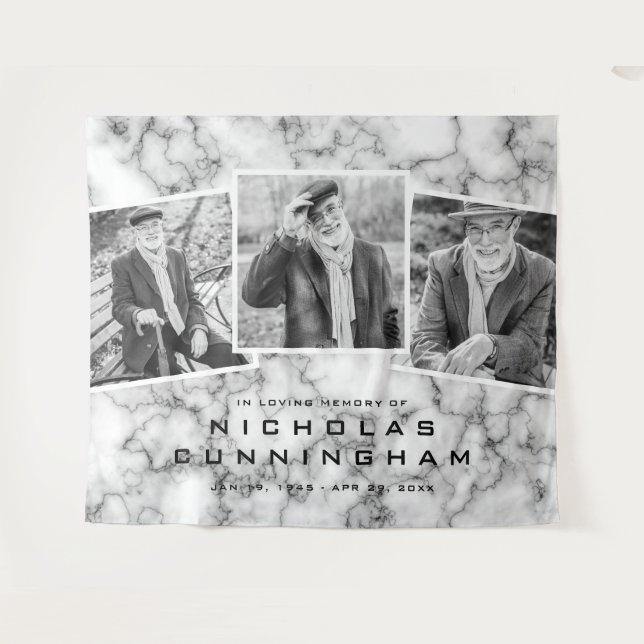 Tapete De Parede Celebração da Vida Mármore Preto e Branco Três Fot (Frente (Horizontal))