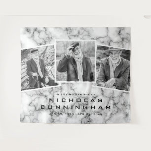 Tapete De Parede Celebração da Vida no Mármaco Branco Negro Três Fo