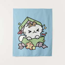 Tapete De Parede Celebração de Natal com Gato de Tempo Puro