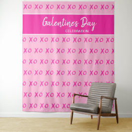 Tapete De Parede Celebração do Dia de Galentine com padrão rosa XOX