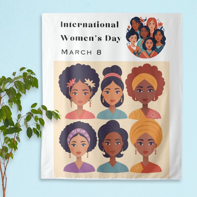 Tapete De Parede Celebração do Dia Internacional da Mulher 8 de Mar (A striking tapestry in celebration of International Women's Day on March 8th)