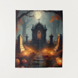 Tapete De Parede Cemitério Assombrado de Halloween Assustador