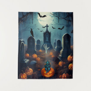 Tapete De Parede Cemitério Assombrado de Halloween Assustador