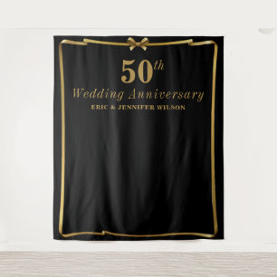 Tapete De Parede Cena Chic 50º Aniversário Fundo Preto e Dourado pa